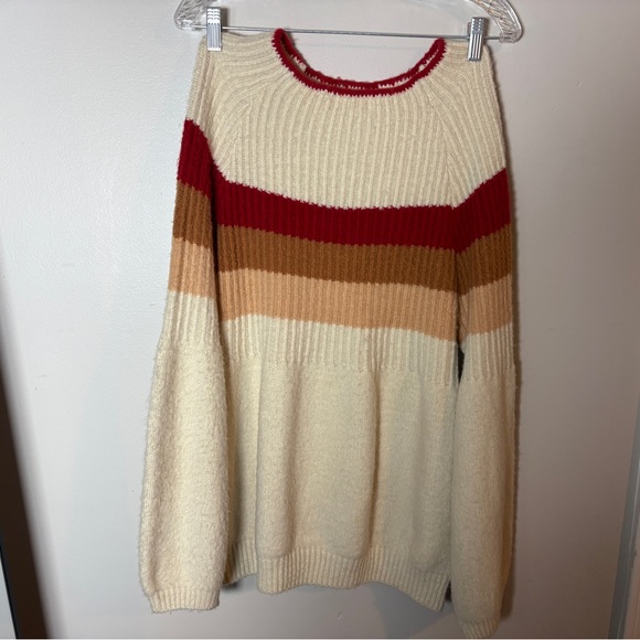 Vestique Cream Sweater with Red and Tan Stripes - Picture 5 of 6